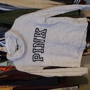 Pink brand white and grey mock turtle neck sweatshirt size small